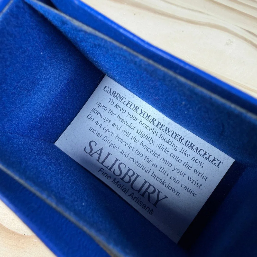Vintage Salisbury Fine Metal Artisans Pewter Rose Floral June Cuff Bracelet 7.5